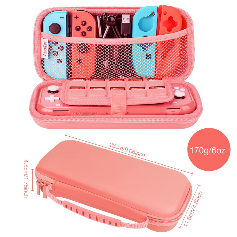  [AUSTRALIA] - HEYSTOP Compatible with Switch Lite Carrying Case, Switch Lite Case with Soft TPU Protective Case Games Card 6 Thumb Grip Caps for Nintendo Switch Lite Accessories Kit(Pink) Pink
