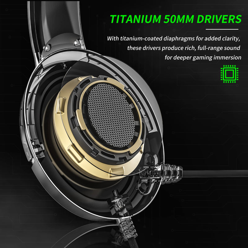  [AUSTRALIA] - BINNUNE Gaming Headset with Mic for Xbox Series X|S Xbox One PS4 PS5 PC Switch, Wired Stereo Gamer Headphones with Microphone Xbox 1 Playstation 4|5 Black/Green
