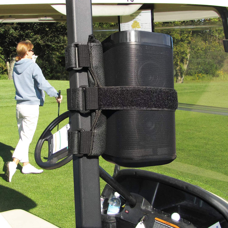  [AUSTRALIA] - HomeMount Golf Cart Speaker Mount - Golf Cart Accessories Adjustable Strap Speaker Holder Compatible with JBL Flip 4/JBL Flip 5 Etc Most Portable Speakers Black