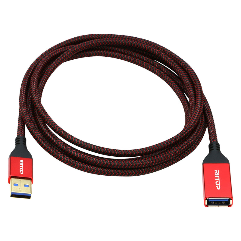  [AUSTRALIA] - USB 3.0 Extension Cable [6.6ft,2-Pack], RIITOP USB 3.0 Type-A Nylon Braided Cord Male to Female Extender 5Gbps 6.6FT