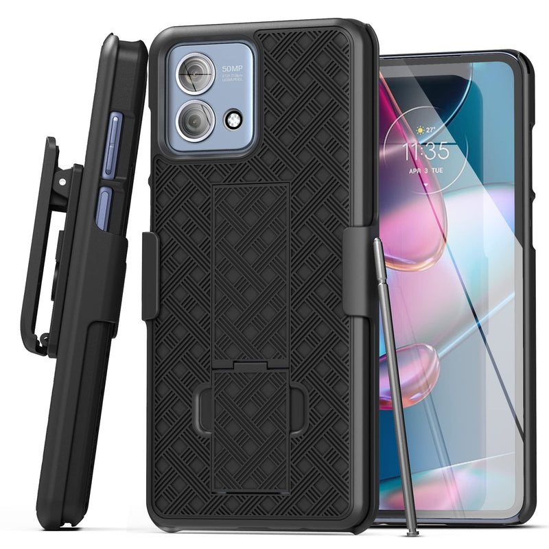  [AUSTRALIA] - Encased DuraClip for Moto G Stylus 5G 2023 Belt Case with Holster Clip and Phone Kickstand (Motorola G Stylus 5G 2023) Black