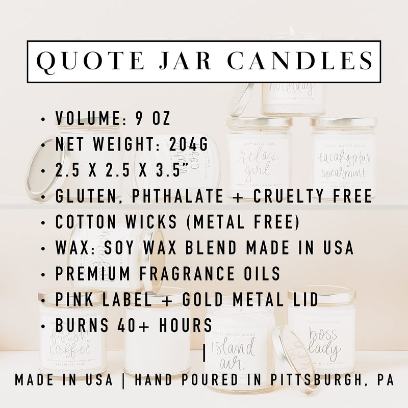 Sweet Water Decor, Be Still and Know, Sea Salt, Jasmine, Cream, and Wood Scented Soy Wax Candle for Home | 9oz Clear Glass Jar, 40 Hour Burn Time, Made in the USA - LeoForward Australia