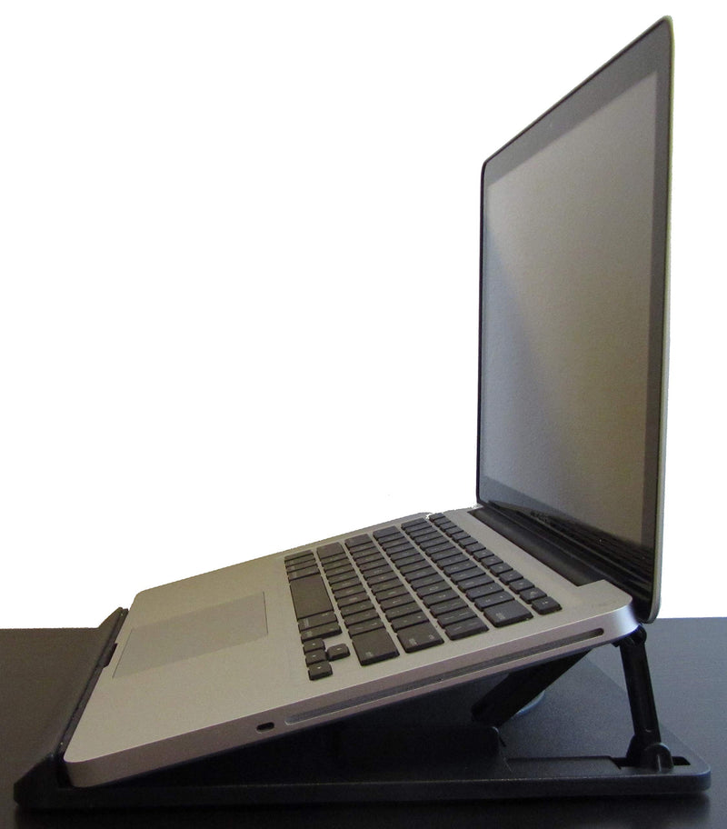 Uncaged Ergonomics Swivel Laptop Stand: adjustable height rotating desktop computer riser for notebooks under 15”. Portable ergonomic macbook pro computer cooler cooling, black (SLS) - LeoForward Australia