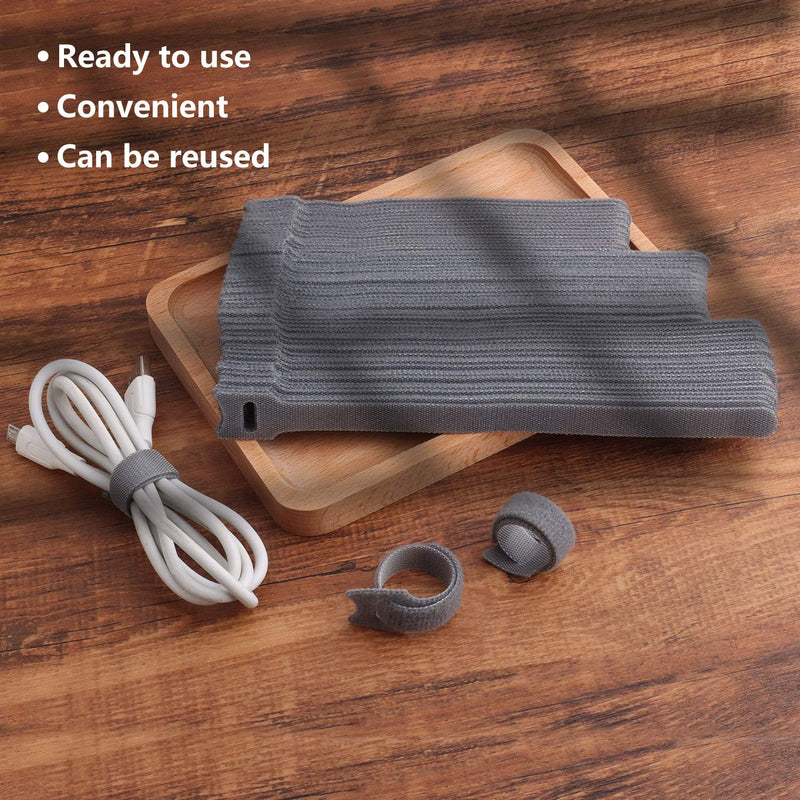  [AUSTRALIA] - Pasow 60pcs Fastening Microfiber Cloth Cable Ties Wire Management (6/7/8 Inch, Grey) 6/7/8 Inch