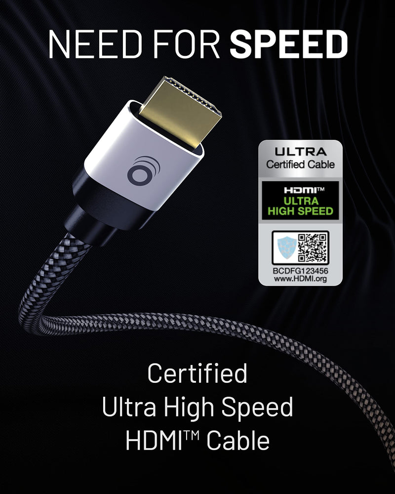  [AUSTRALIA] - ECHOGEAR HDMI Cables - 2 Foot Certified Ultra High Speed Cable with Flexible Braided Jacket - Get 4k @ 120Hz On PS5 & Xbox Series X - Supports 8k, HDR, eArc, Dolby Vision, & More