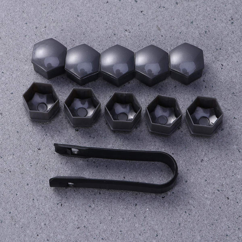  [AUSTRALIA] - Vosarea 21 in 1 Hexagonal Wheel Lug Nut Covers Bolts Covers Screw Protect Caps 21mm with Clips (Grey)