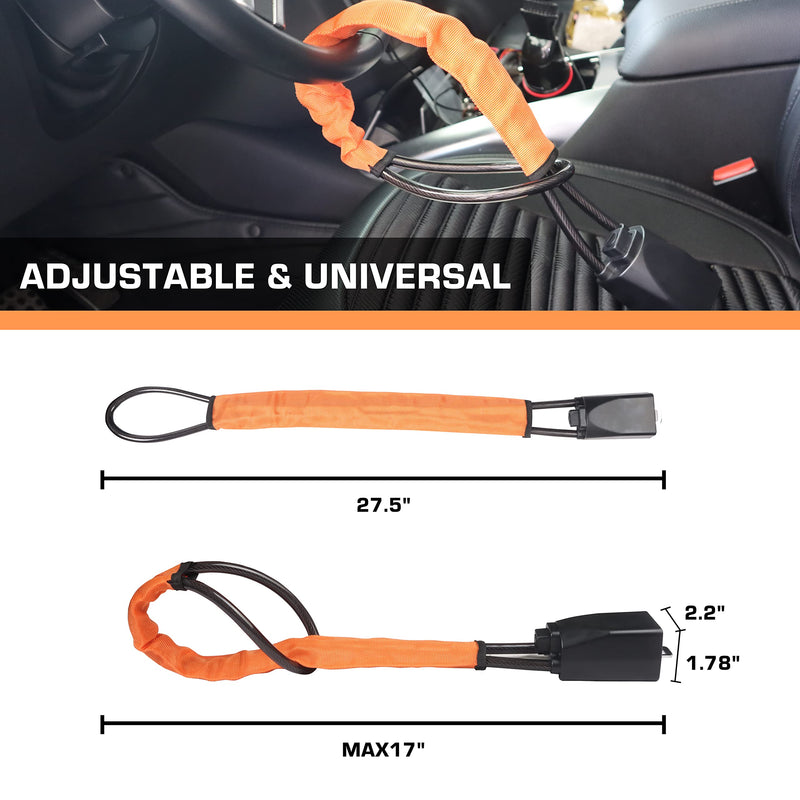  [AUSTRALIA] - Steering Wheel Lock for Car Universal Anti-Theft Device Adjustable Seat Belt Buckle Steering Wheel Lock Fits Most Vehicles Orange
