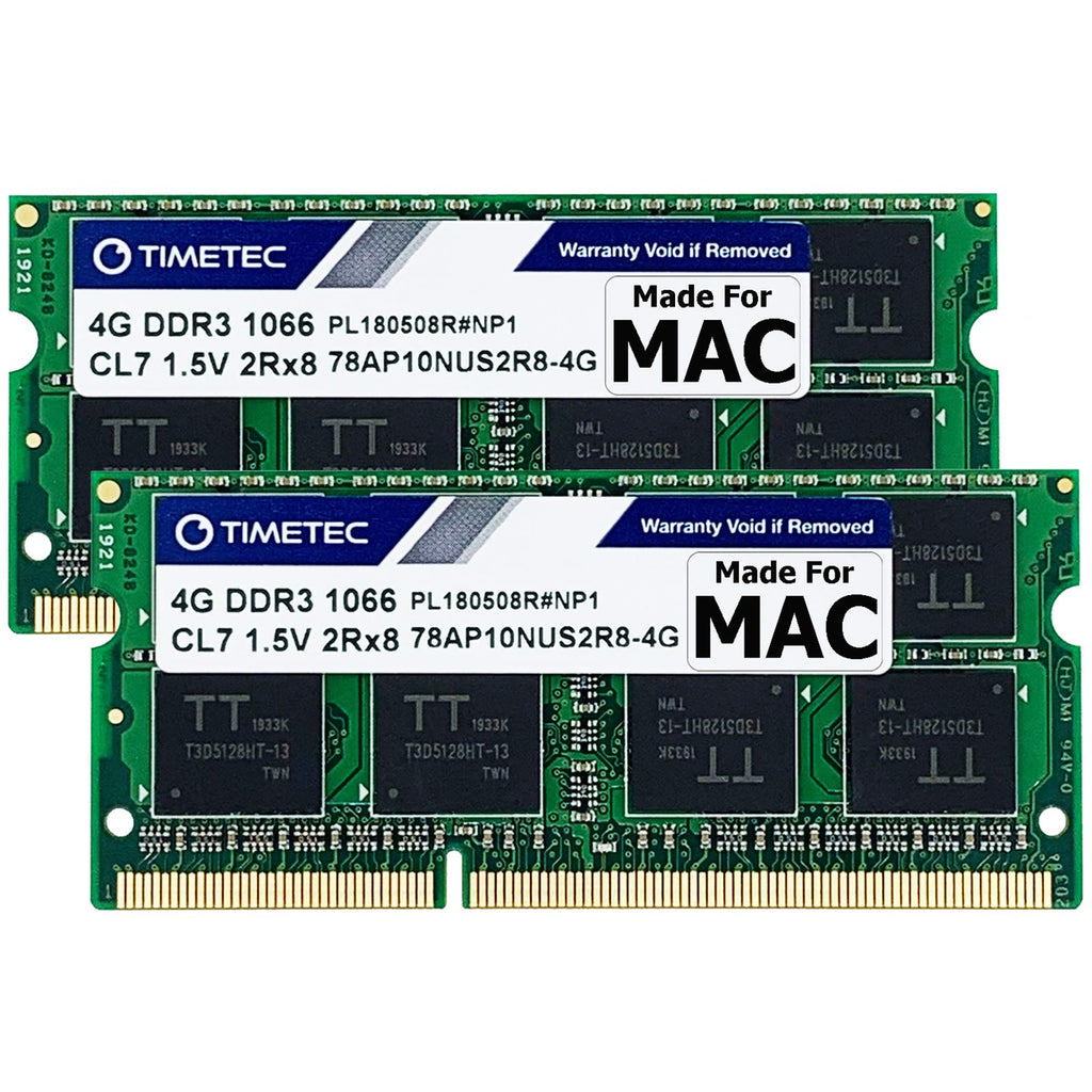  [AUSTRALIA] - Timetec 8GB KIT(2x4GB) Compatible for Apple DDR3 1067MHz / 1066MHz PC3-8500 CL7 for Mac Book, Mac Book Pro, iMac, Mac Mini (Late 2008, Early/Mid/Late 2009, Mid 2010) SODIMM Memory MAC RAM Upgrade