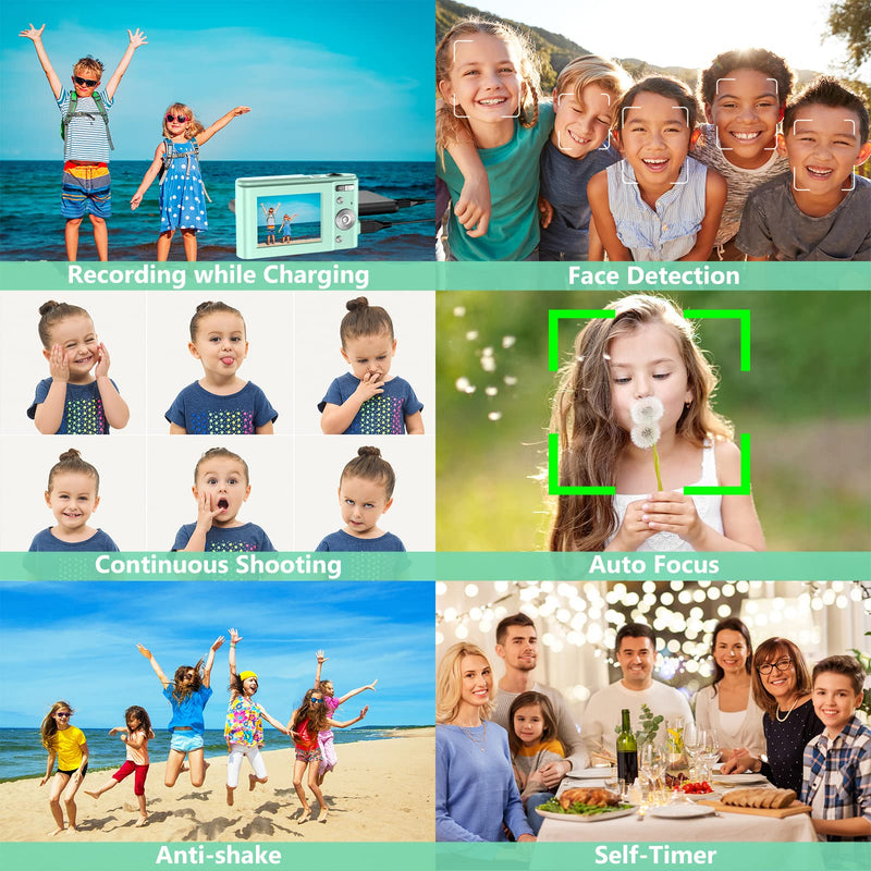  [AUSTRALIA] - Digital Baby Camera for Kids Boys Girls Adults,1080P 48MP Kids Camera with 32GB SD Card,2.4 Inch Kids Digital Camera with 16X Digital Zoom, Compact Mini Camera Kid Camera for Kids/Teens/Student（Green） Green