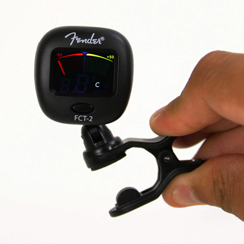 Fender FT-2 Professional Clip on Tuner for Acoustic Guitar, Electric Guitar, Bass, Mandolin, Violin, Ukulele, and Banjo Black FCT-2 - LeoForward Australia