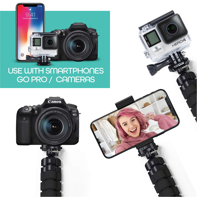  [AUSTRALIA] - Aduro U-Stream 10" LED Ring Light with Stand, Desktop Light, Selfie Ring Light with Phone Holder Bundle with U-Stream Flex Phone Tripod Stand with Wireless Remote Tripod for iPhone & Android