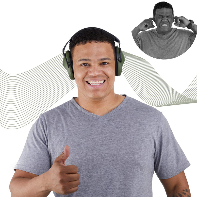  [AUSTRALIA] - Huarui Noise Cancelling Ear Muff for Shooting Hunting, Adjustable Ear Protection Green