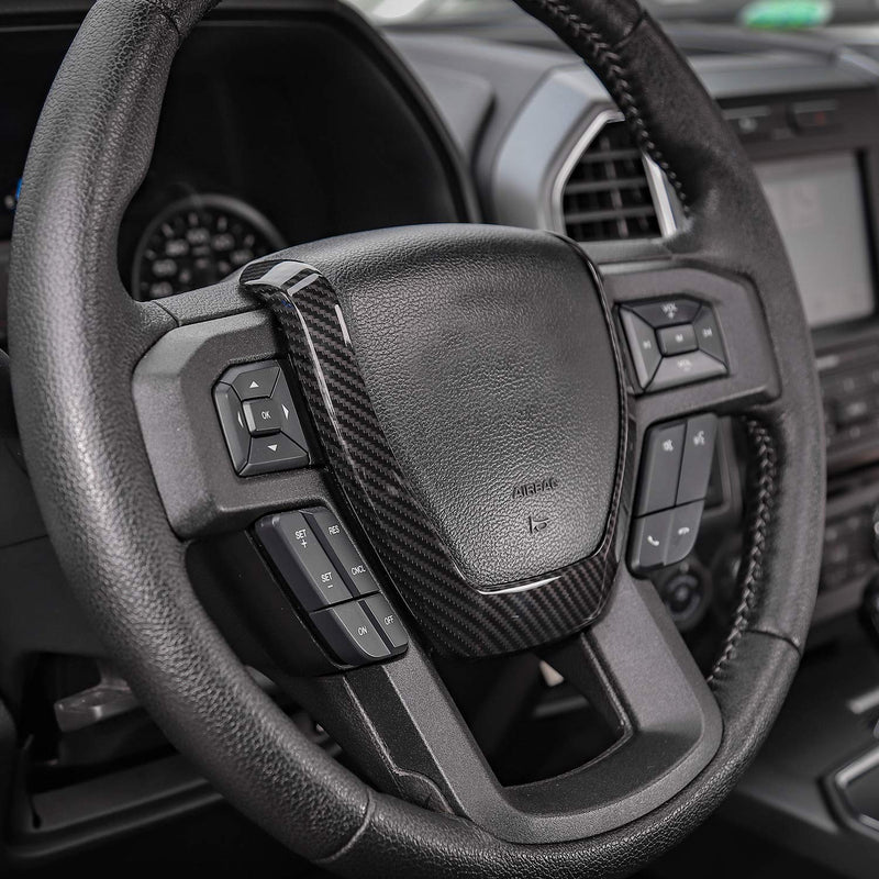  [AUSTRALIA] - Car Steering Wheel Decoration Frame Cover Trim for Ford F150 2015 2016 2017 (Carbon Fiber) Carbon Fiber