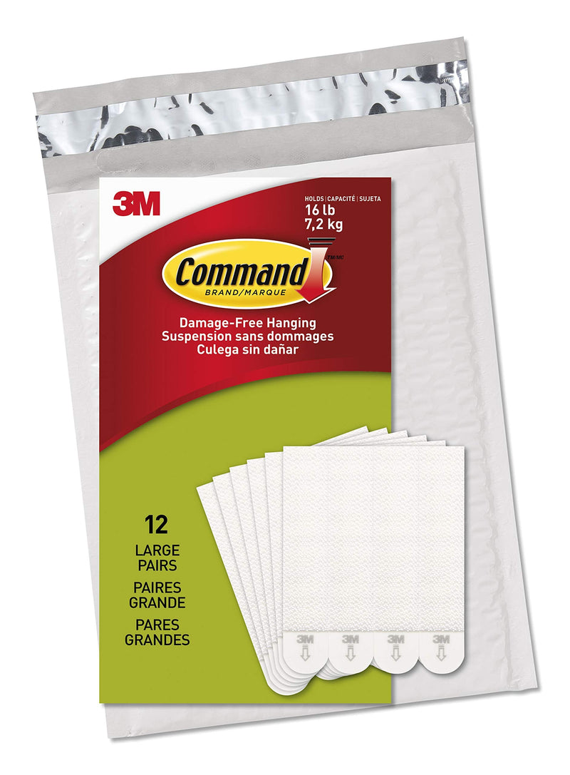  [AUSTRALIA] - Command Large Picture Hanging Strips, Damage Free Hanging Picture Hangers, No Tools Wall Hanging Strips for Christmas Decorations, 12 White Adhesive Strip Pairs (24 Command Strips)