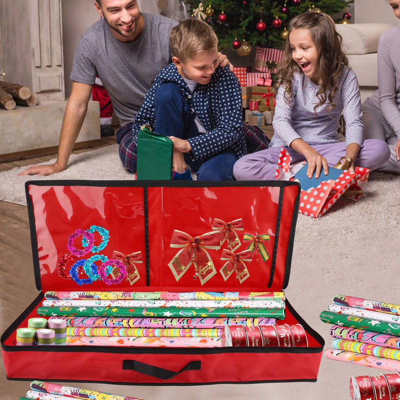 [AUSTRALIA] - PinnacleT1 Holiday Hanging Gift Wrapping Paper Storage Bag, Premium Wrap Organizer, Interior Pockets,Heavy Duty Xmas Gift Wrap Storage Organizer 31 x 4.3 x 13 in Green