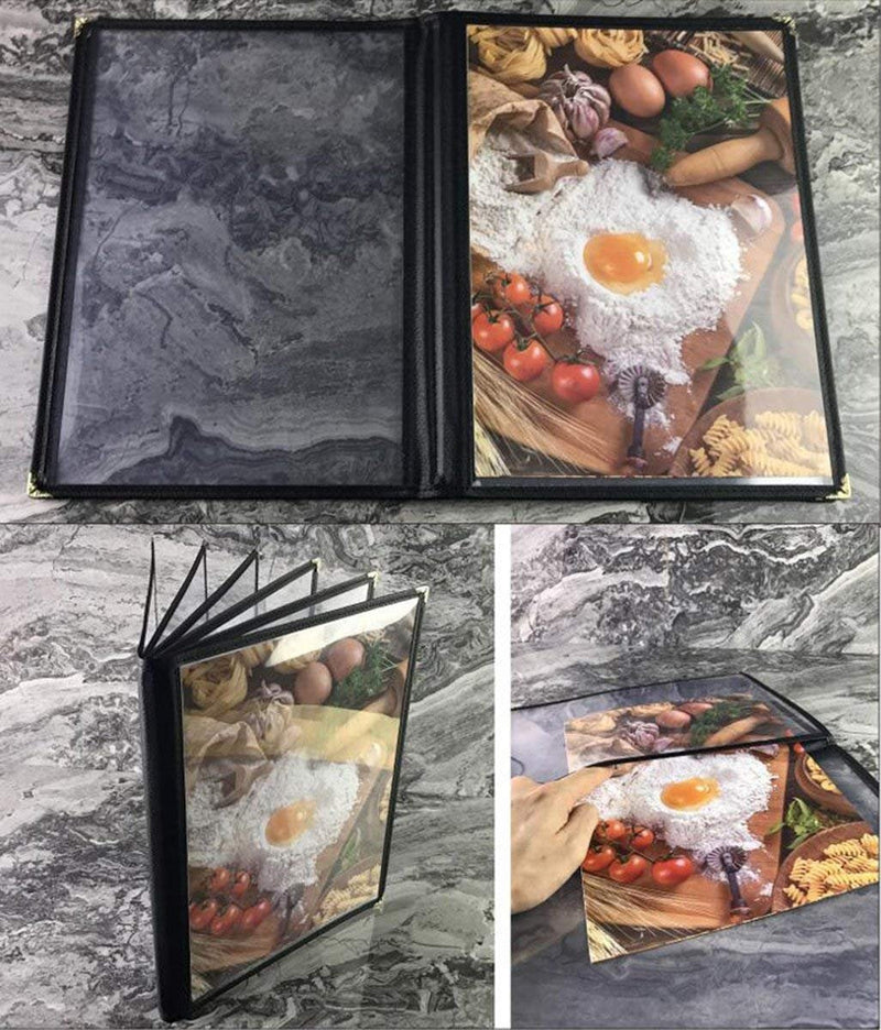  [AUSTRALIA] - CABAX 4 Page 8 View Transparent Clear Restaurant Menu Covers, Fits A4 Size Paper (1 Pack)