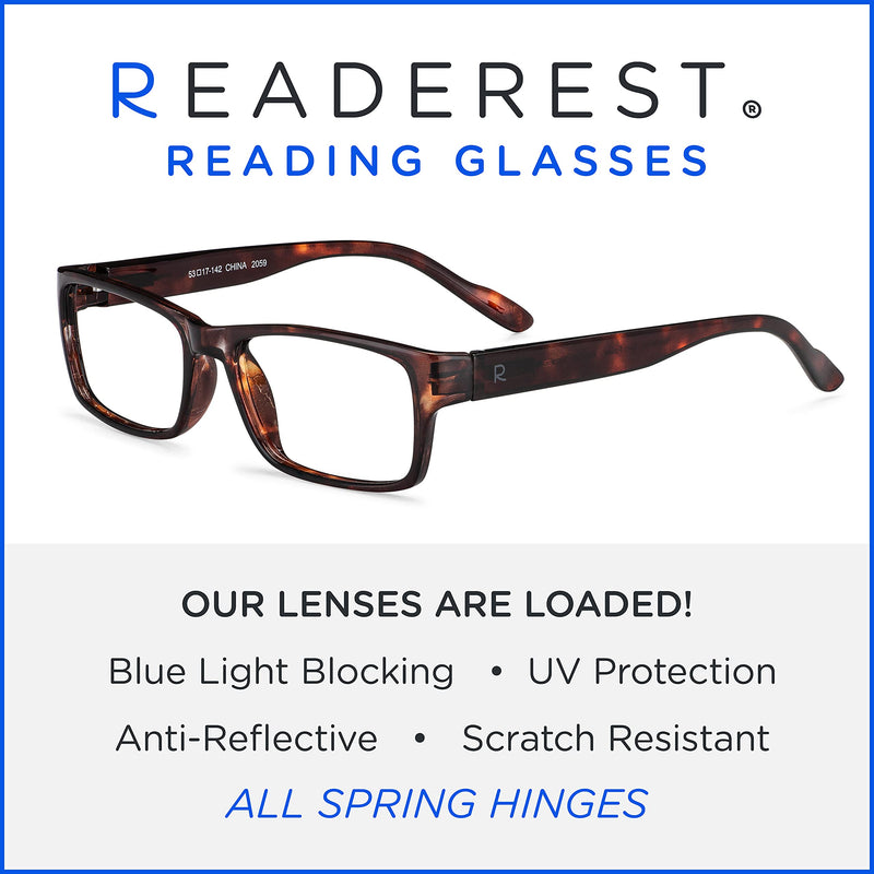 Readerest Blue Light Blocking Reading Glasses (Bourbon Tortoise, 2.50 Magnification) Bourbon Tortoise 2.5 x - LeoForward Australia