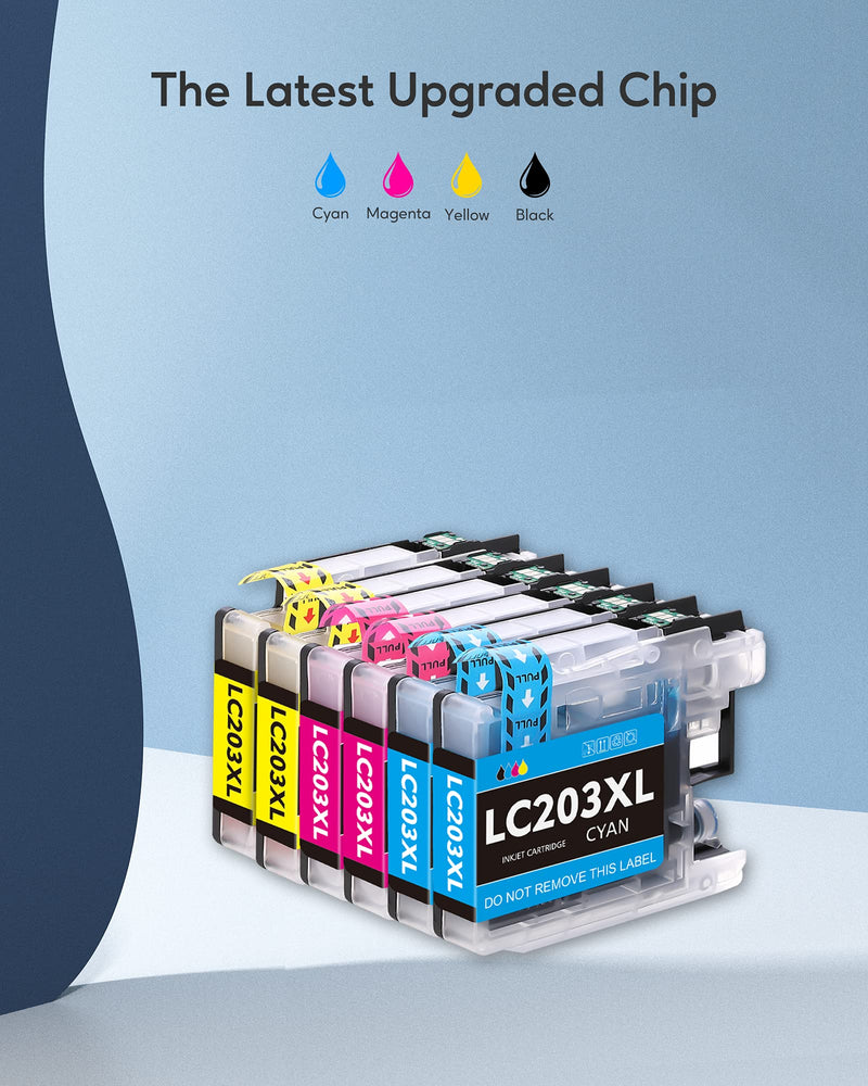  [AUSTRALIA] - Compatible Ink Cartridge Replacement for Brother LC203 LC203XL LC201 LC201XL Work with Brother MFC-J460DW J480DW J485DW J680DW J880DW J885DW MFC-J4320DW J4420DW J4620DW (2 Cyan, 2 Magenta, 2 Yellow)