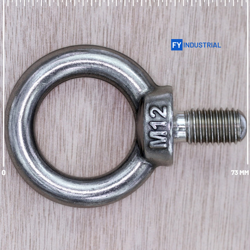  [AUSTRALIA] - Stainless Steel Machinery Shoulder Lifting Eye Bolt (M12, 2 Items) M12 Silver