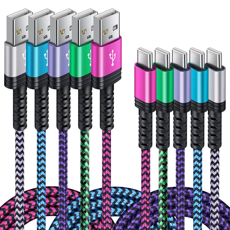  [AUSTRALIA] - 5PACK Android Charger Cable C Fast Charging Phone Charger Type C to USB A Power Cord 6FT/2.4A for Samsung Galaxy S21 S20 S10 S9 S8 S20 FE/Note 21/20 Ultra A12 A01 A50 A20 A21 A51 A32 A42 A72 A52 Moto