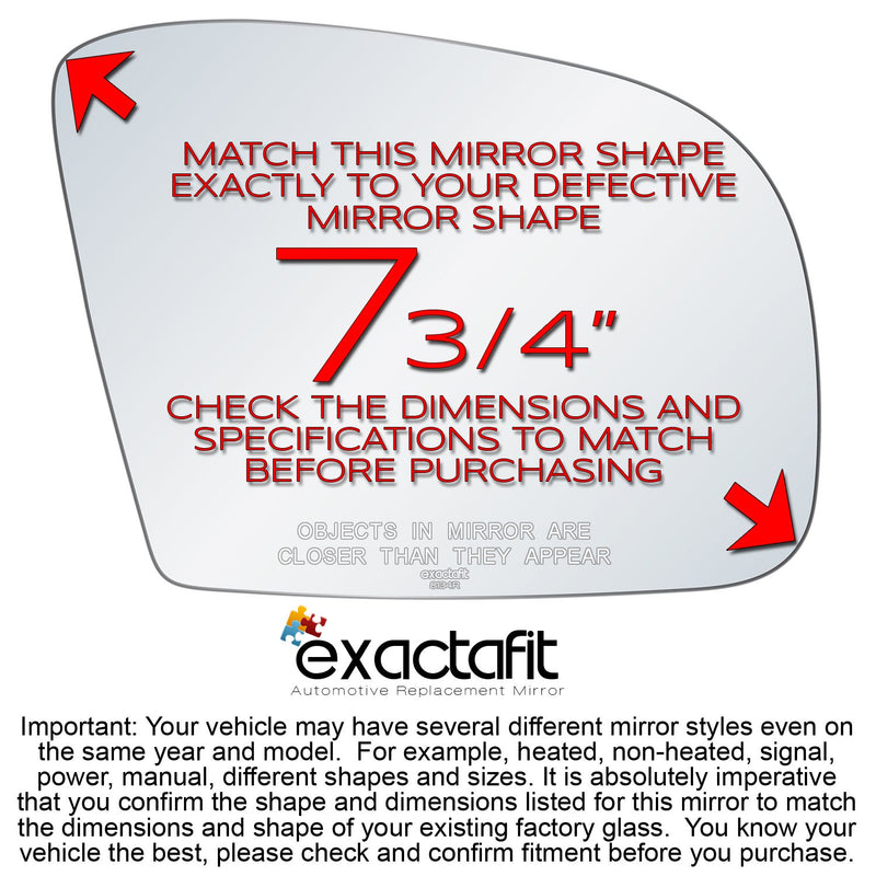 exactafit 8134R Passenger Side Mirror Glass Replacement Plus 3m Adhesives Compatible With Mercedes Benz ML GL R Class AMG Right Hand Door Wing RH - LeoForward Australia