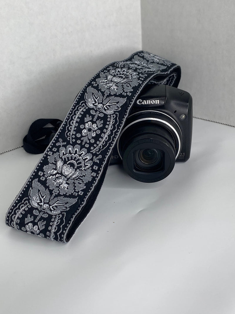  [AUSTRALIA] - Camera Strap Royal Silver & Black Woven For All DSLR Camera. Embroidered Elegant Universal Neck & Shoulder Strap, Unique Pattern, Best Gift for Men & Women Photographers Silver / Black