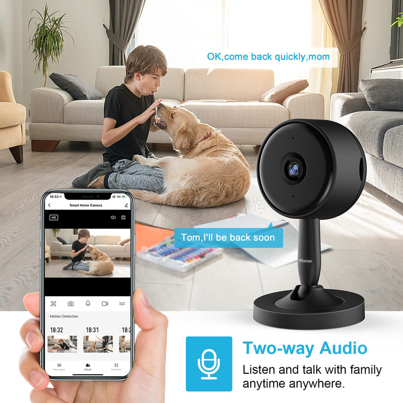  [AUSTRALIA] - Home Security Camera Indoor, Rbcior 1080P 2.4GHz WiFi Wireless Camera, 130° Wide-Angle Pet Camera with Night Vision, Motion Detection, 2- Way Audio Nanny/Dog/Baby Monitor, Compatible with Alexa
