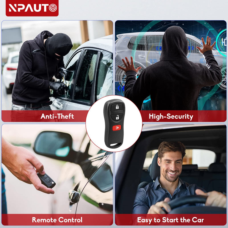  [AUSTRALIA] - NPAUTO Key Fob Replacement, Fits for Nissan Frontier Xterra Titan Versa Pathfinder Murano Quest Sentra Armada NV, Infiniti QX4 FX35 FX45 - Keyless Entry Remote Control Car Key Fobs, KBRASTU15, 2-Pack