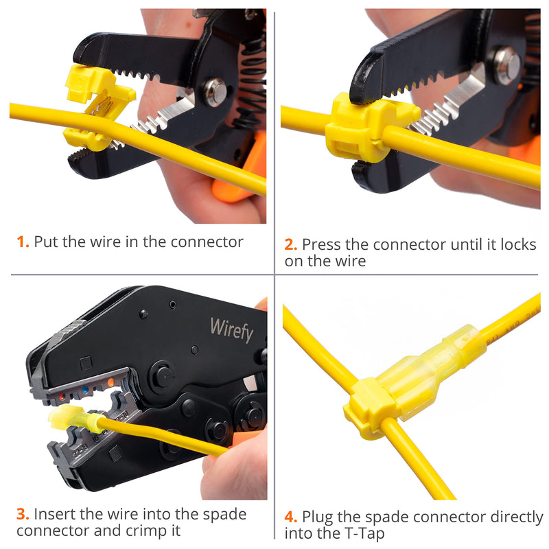  [AUSTRALIA] - Wirefy T Tap Wire Connectors Kit - Electrical Connectors Kit - Spade Terminals - Quick Splice Disconnect Wire Taps - (120 PCS 22-10 AWG) Kit - 22-10 AWG