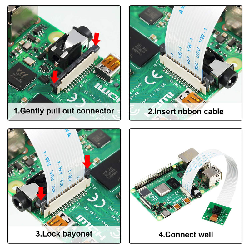  [AUSTRALIA] - 2 Pieces 5 Megapixels 1080p Sensor OV5647 Mini Camera Module with 6 Inch 15 Pin Ribbon Cable Compatible with Raspberry Pi Model A B B+, Pi 2 and Raspberry Pi 3, 3 B+, Pi 4