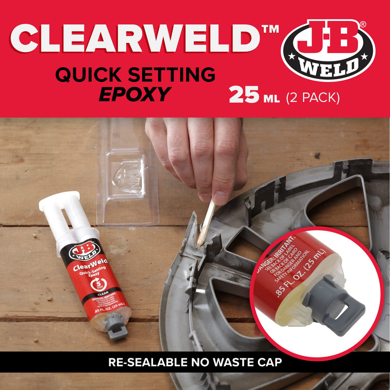  [AUSTRALIA] - J-B Weld ClearWeld 5 Minute Epoxy, Clear, Syringe, 2 Pack, 50112-2 25ml - 2 Pack