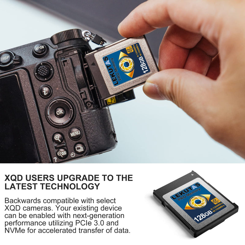  [AUSTRALIA] - LEKUTAS 128GB CFexpress Type B Memory Card, R1300MB/s W660MB/s CFX xqd Cards Type B for Cameras 8K RAW, Compatible with Nikon Z6/Z7/D6, Canon EOS-1DXMark III/EOS-R5, Panasonic S1/S1R, DJI Ronin 4D