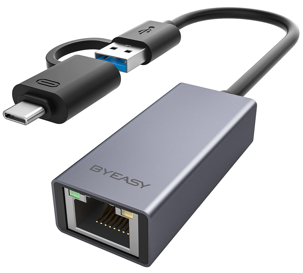  [AUSTRALIA] - BYEASY USB to Ethernet Adapter, USB C to Ethernet RJ45 Adapter, Gigabit LAN Network Adapter Supporting 10/100/1000 Mbps for MacBook Pro/Air, iPad Pro, iMac, XPS, Surface Pro, Notebook Laptop, Switch