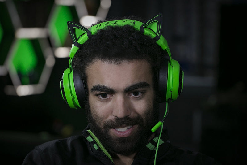  [AUSTRALIA] - Razer Kitty Ears for Kraken Headsets: Compatible with Kraken 2019, Kraken TE Headsets - Adjustable Strraps - Water Resistant Construction - Green Black/ Green