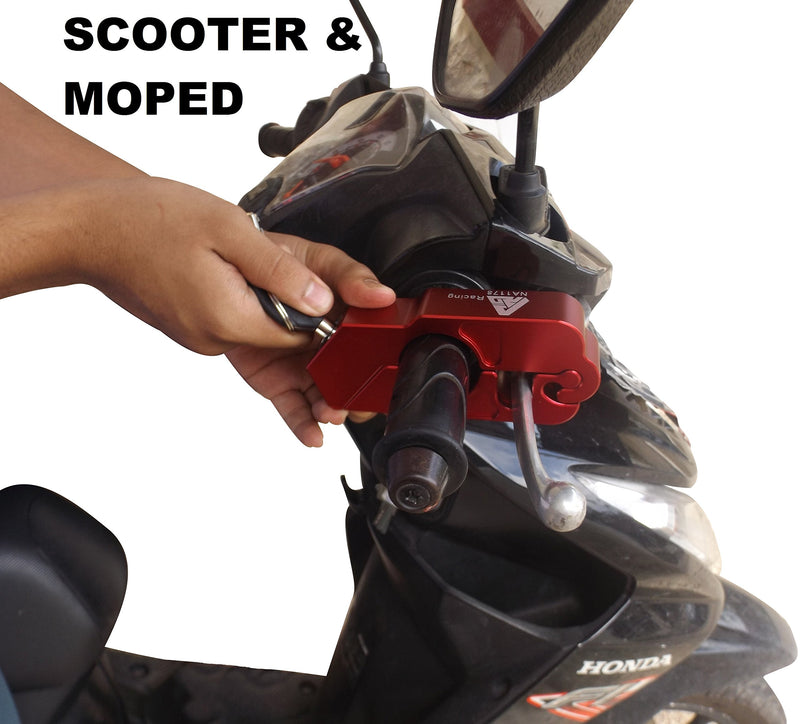  [AUSTRALIA] - BigPantha #1 Motorcycle Lock - A Grip / Throttle / Brake / Handlebar Lock to Secure Your Bike, Scooter, Moped or ATV in Under 5 Seconds! (Red). BONUS Grip Lock Holster for Easy Storage & Transporting