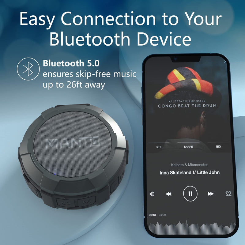  [AUSTRALIA] - MANTO Bluetooth Speaker, Cuckoo Portable Bluetooth Shower Speaker, IPX5 Waterproof Wireless Speaker, Stereo Sound, Support SD Card for Home, Party, Travel, Outdoor Sports, Hiking, Camping, Cycling