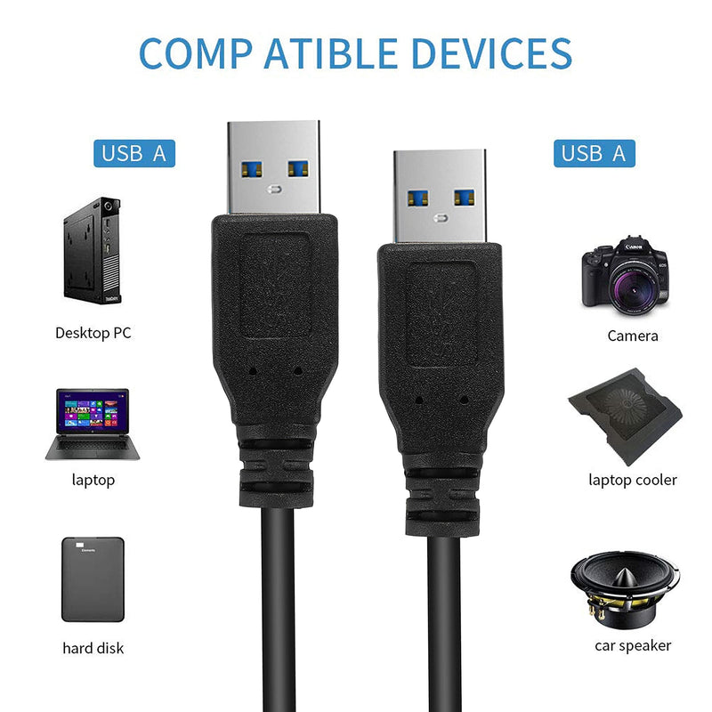  [AUSTRALIA] - SaiTech IT 4 Pack 30CM Short Length USB 3.0 Type A Male to Male USB Cable Cord for Hard Drive Enclosures, Laptop Cooling Pad, DVD Players- Black 4 Pack - 30CM