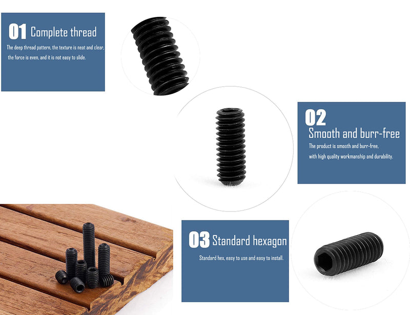  [AUSTRALIA] - LBY 720pcs M2 M2.5 M3 M4 M5 M6 Internal Hex Drive Cup-Point Set Screws,Socket Head Cap Screws Grub Screws Assortment Kit 15 Sizes,Carbon Steel Black
