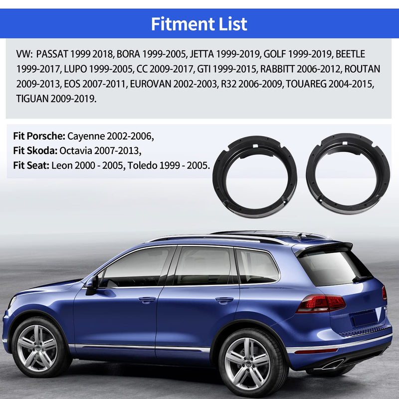  [AUSTRALIA] - RED WOLF Door Speaker Wiring Harness w/Speaker Adapter Spacer Ring 6.5 Inch Replacement for Volkswagen VW 2009-2018 Tiguan, 1999-2019 Golf, 1999-2016 Jetta, 1999-2019 Beetle, 1999-2019 Passat