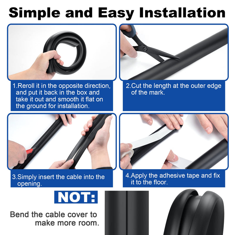  [AUSTRALIA] - 6FT Cord Cover Floor, Grey Cord Hider Floor, Extension Cable Cover Power Cord Protector Floor, Cable Management Hide Cords on Floor- Soft PVC Wire Covers - Cord Cavity: 0.47" (W) x 0.24" (H) 6 feet