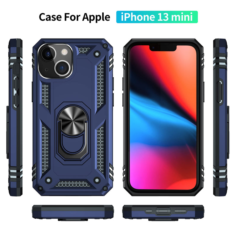  [AUSTRALIA] - Korecase Compatible with iPhone 13 Mini Case Heavy Duty Rugged Full Body Proof Shockproof Screen Camera Protection Built-in 360 Ring Kickstand Military Hard Back Cover for Men Women Blue