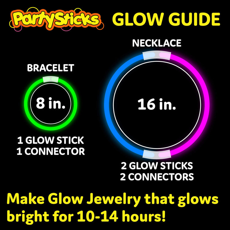 PartySticks Glow Sticks Party Supplies 100pk - 8 Inch Glow in the Dark Light Up Sticks Party Favors, Glow Party Decorations, Neon Party Glow Necklaces and Glow Bracelets with Connectors 100 Pack - LeoForward Australia