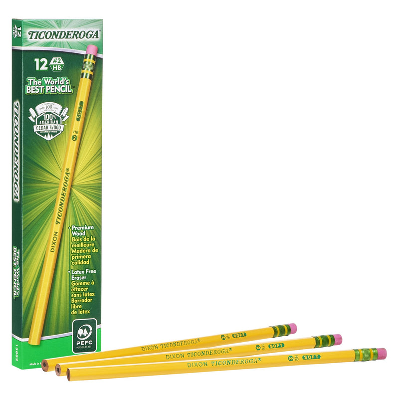  [AUSTRALIA] - Ticonderoga Pencils, Wood-Cased Graphite #2 HB Soft, Yellow, 12-Pack (13882) #2 Soft