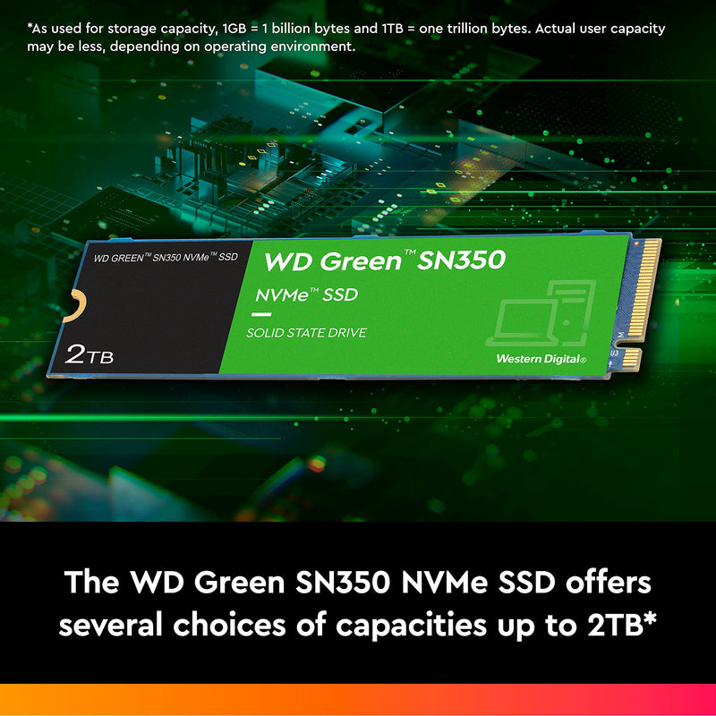  [AUSTRALIA] - Western Digital 500GB WD Green SN350 NVMe Internal SSD Solid State Drive - Gen3 PCIe, M.2 2280, Up to 2,400 MB/s - WDS500G2G0C