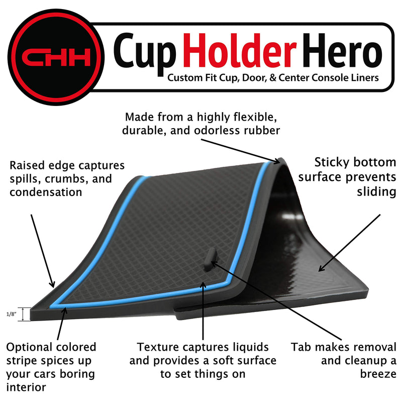  [AUSTRALIA] - CupHolderHero for Subaru Forester 2014-2018 Custom Liner Accessories – Premium Cup Holder, Console, and Door Pocket Inserts 17-pc Set (Blue Trim) Blue Trim