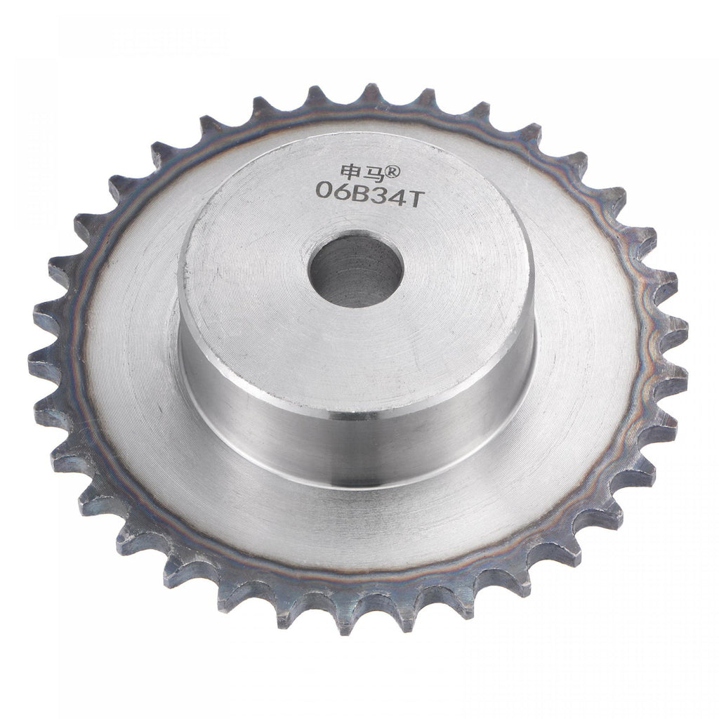  [AUSTRALIA] - uxcell 34 Teeth Sprocket Type B Single Strand 3/8" Pitch, 14mm Bore A3 Carbon Steel for ISO 06B 105mm