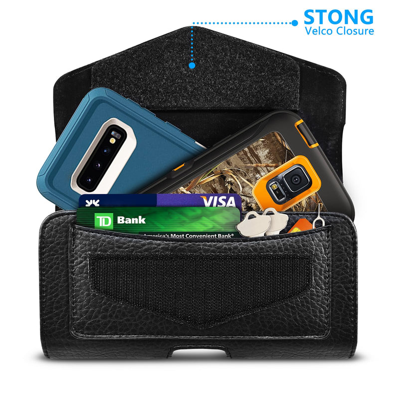  [AUSTRALIA] - Dual Phone Leather Case with Loop - Secure Horizontal Phone Belt Holder and RFID Blocking Wallet - Sleek Black - Compatible with iPhone 14/13/12/11/14Pro/13Pro/12Pro, Samsung, Motorola
