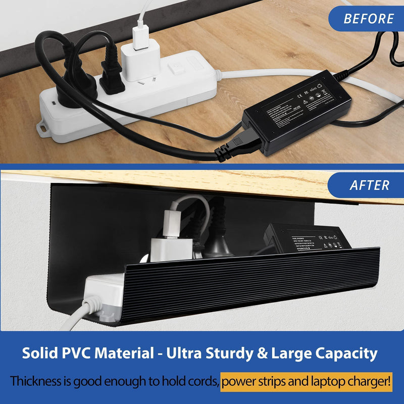  [AUSTRALIA] - ZhiYo Cable Management 31.5in J Channel & Large Capacity Under Desk Cable Management Trays 2 Pack Bundle