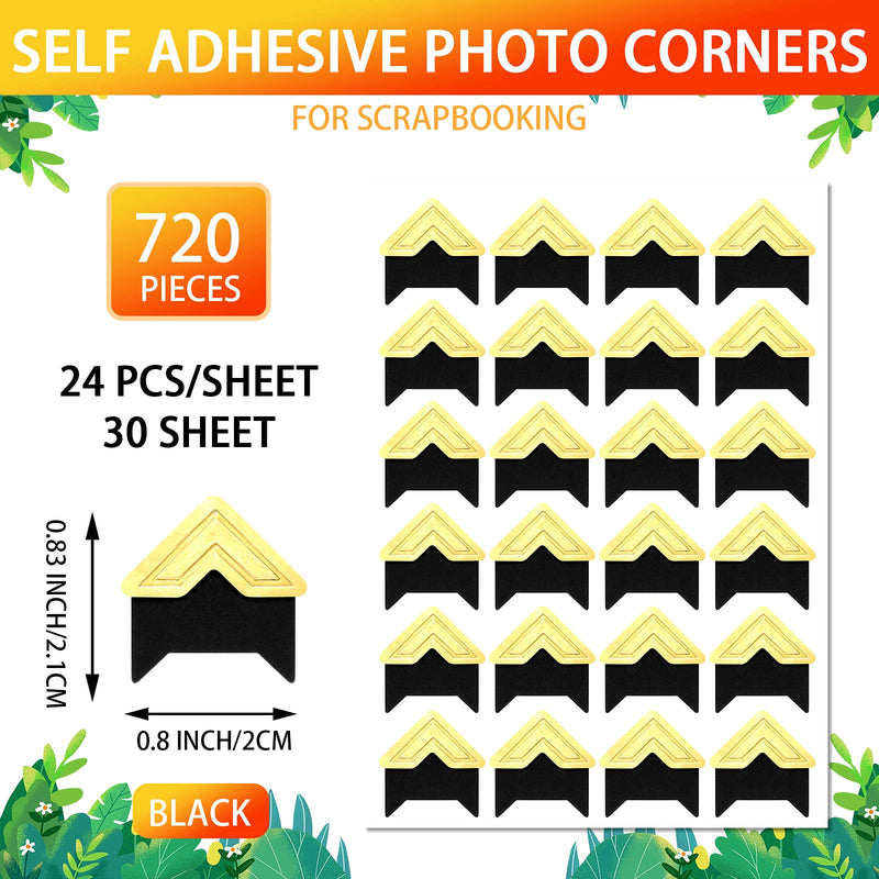  [AUSTRALIA] - Pajean 720 Pieces Photo Corners Self Adhesive Photo Corners for Scrapbooking and Stamping Supplies DIY Scrapbook Stickers Album Diary Personal Journal Diary Organizer (Multicolor) Multicolor