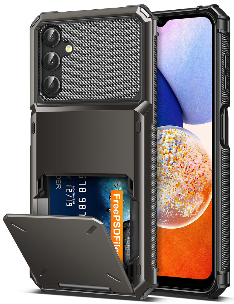  [AUSTRALIA] - COOYA for Samsung A14 5G Case Wallet 5 Credit Card Holder ID Slot Flip Cover Galaxy A14 5G Wallet Case Back Pocket Protective Hard Shell Rubber Bumper Armor for Samsung Galaxy A14 5G Bronze Gunmetal for for Samsung A14 5G Gun Metal for Samsung A14 5G